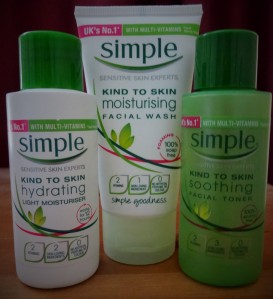 Simple 'Kind To Skin' Mini Moisturiser, Facial Wash & Toner.